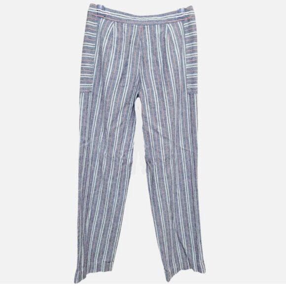 Laundry By Shelli Segal Women's Striped Linen-Blend Pants - Picture 2 of 9